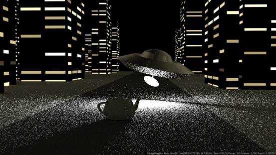 Corona render showing heavy grain noise across scene surfaces